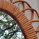 Oval Rattan Flower Mirror