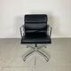 Eames black leather Soft Pad Group chair made by Vitra for Herman Miller