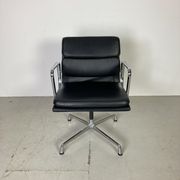 Eames black leather Soft Pad Group chair made by Vitra for Herman Miller