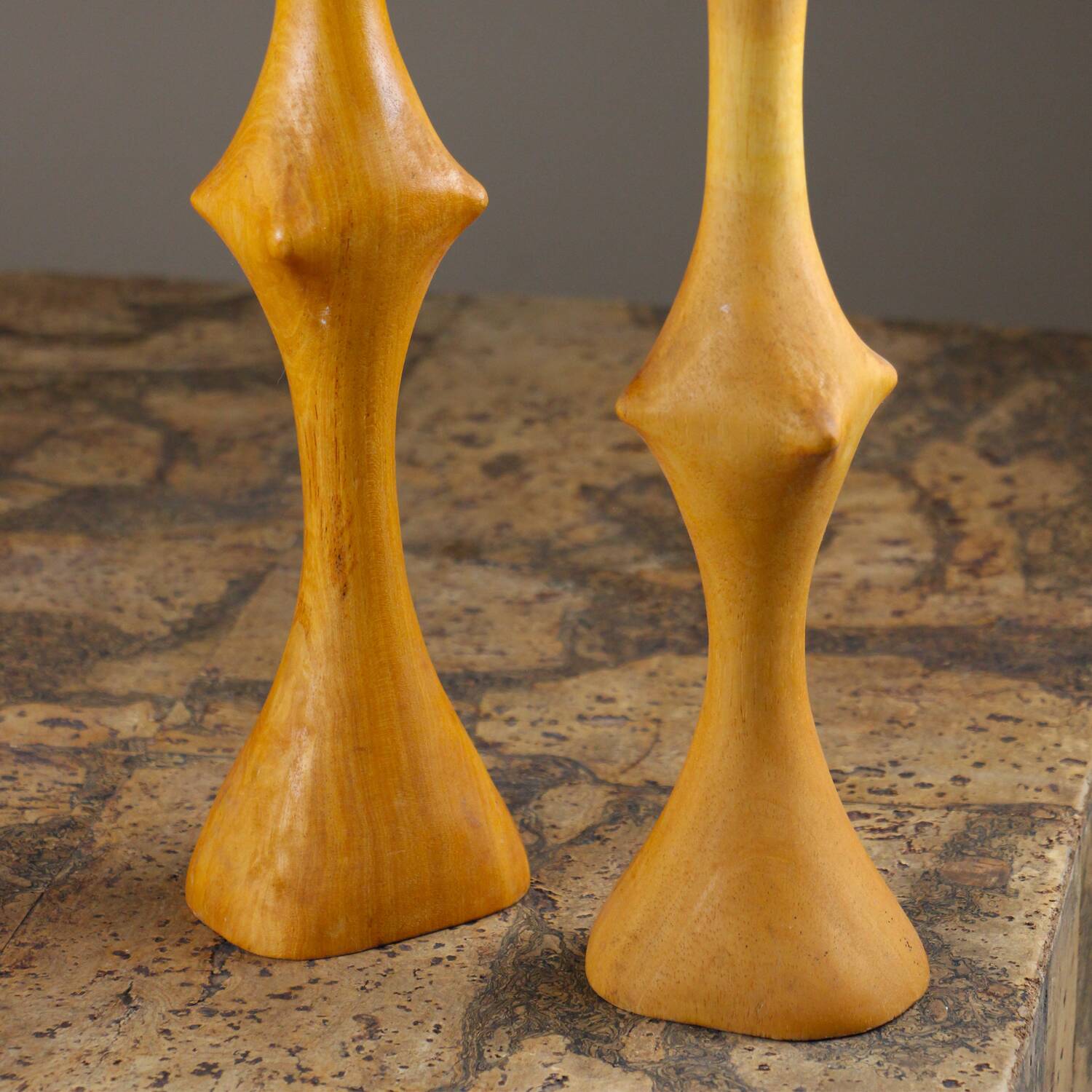 Brutalist monoxyle candlestick pair
