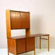 Scandinavian desk with bookcase and compartment with sliding doors
