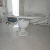 Round marble and marquetry table