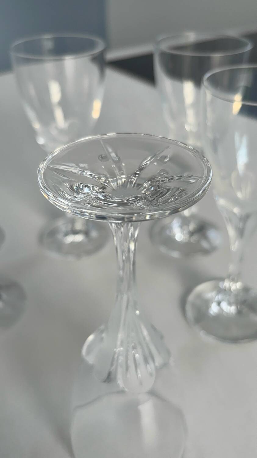 Set de 6 verre a vin cristal d’arques modèle granville forme de fleur