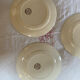 Set of 3 flat plates in polychrome ironstone E. Bourgeois
