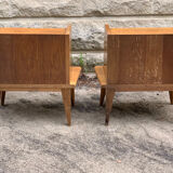 Pair of bedside feet compass solid oak vintage 1950