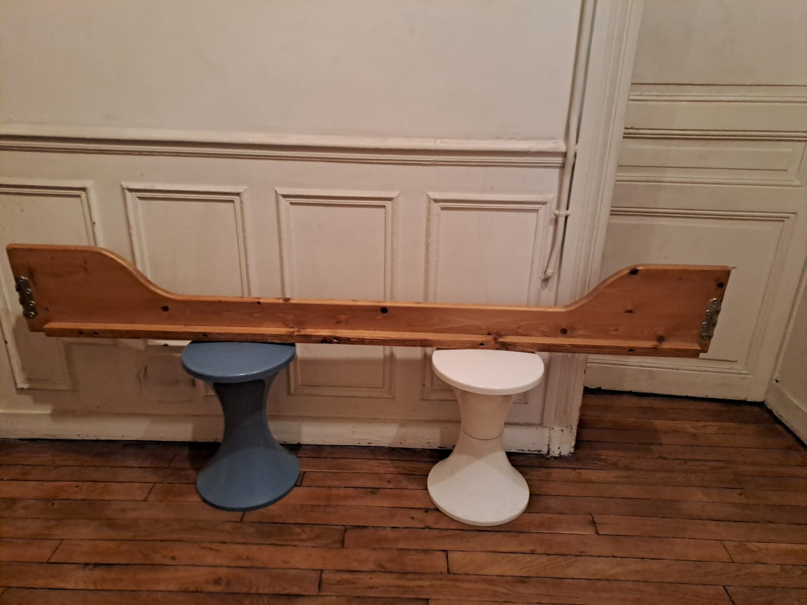 Vintage pine interior bed for two people