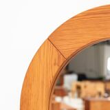 Round pine mirror by Glasmaster Markaryd, Sweden, 1970's