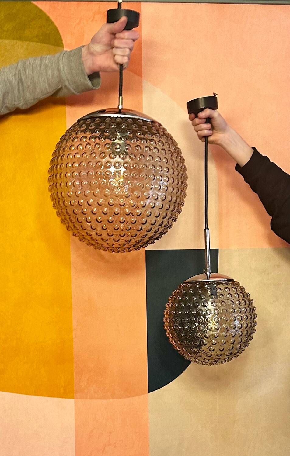 Pair of vintage chandeliers Design Motoko Ishi Rolf Kruger