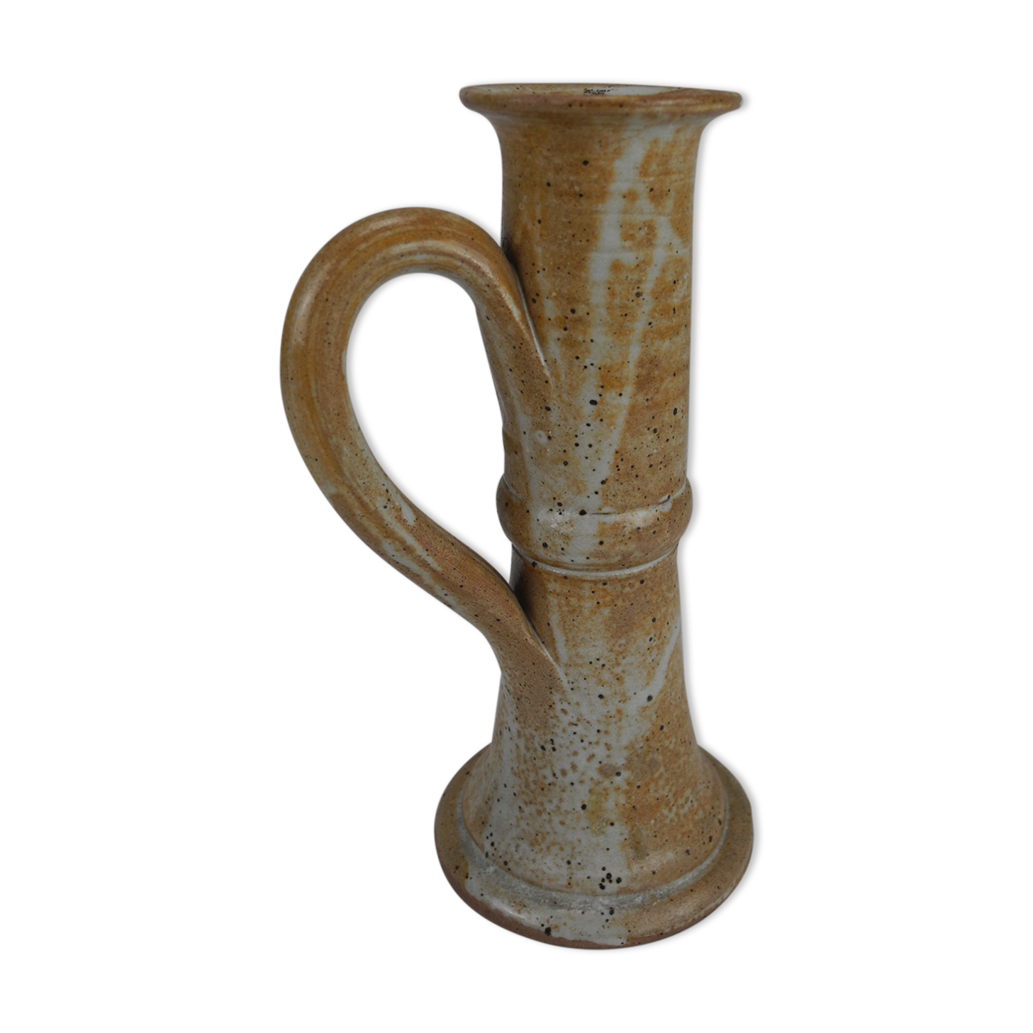 Old vintage stoneware candle holder