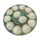 Service à huitres en faïence vert, 11 assiettes