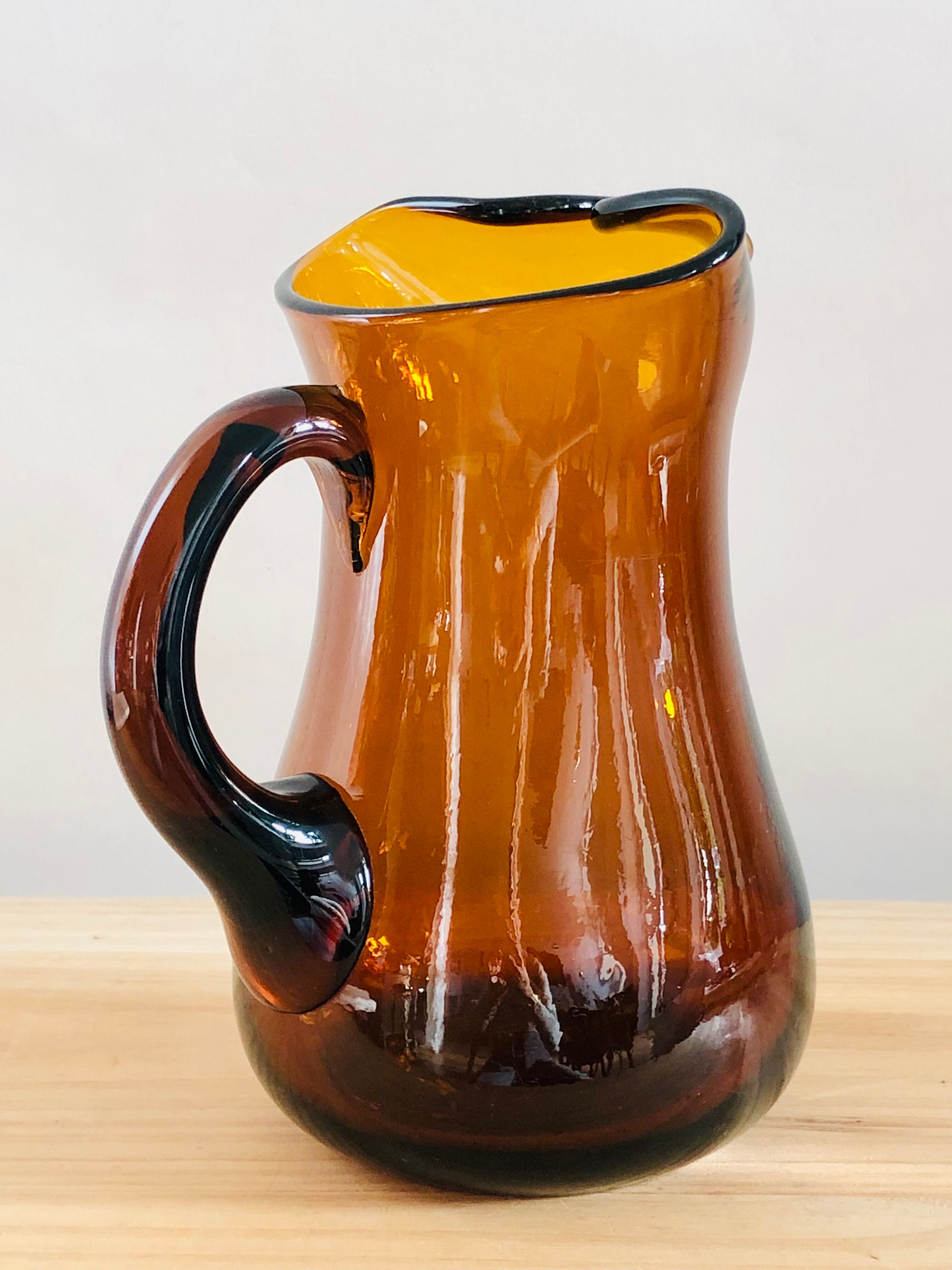 Vintage amber blown glass decanter