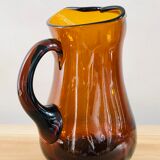Vintage amber blown glass decanter