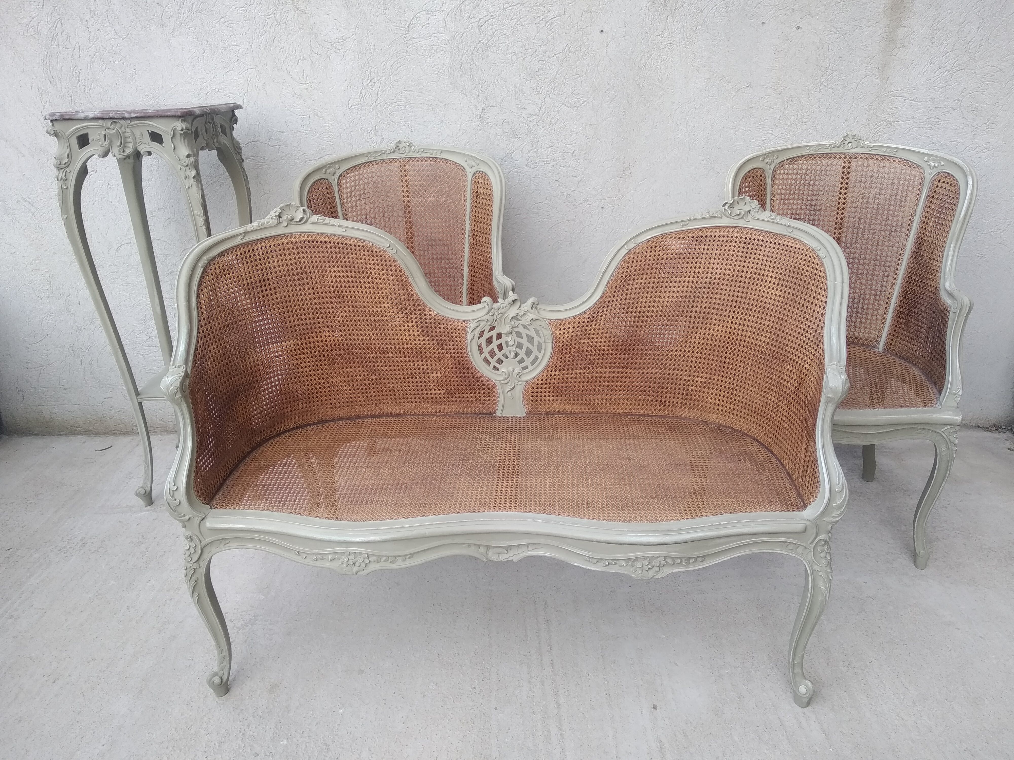 Salon Louis XV with double patinated cannage