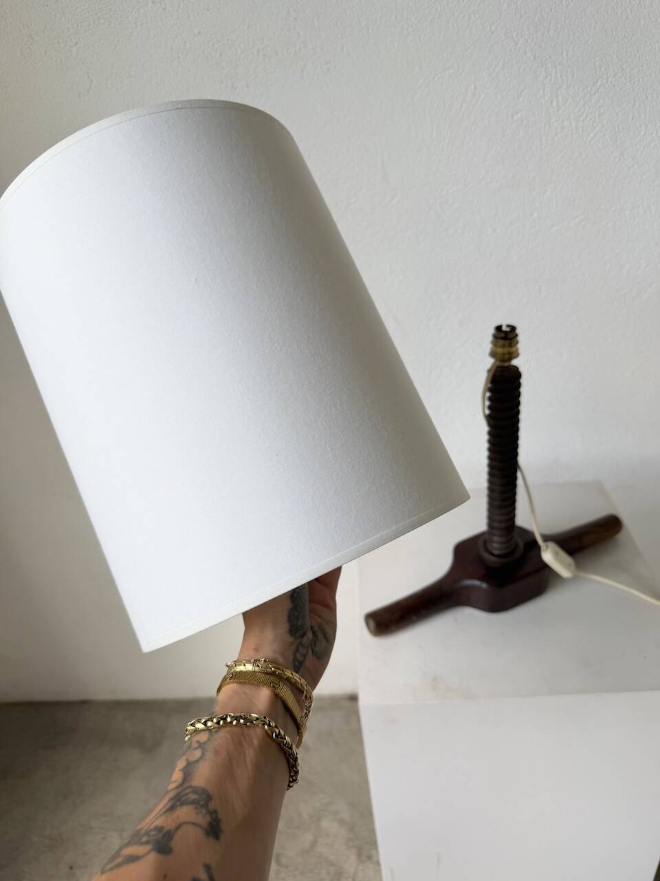 Lampe de table brutaliste artisanale 1950