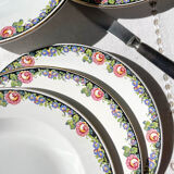 6 Digoin opaque porcelain soup plates with floral pattern "3984"