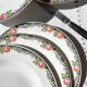 6 Digoin opaque porcelain soup plates with floral pattern "3984"