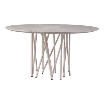Table basse en métal et mod en marbre de carrare. octopus design m. colombo pour arflex