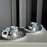 Light blue Moustiers candlestick H5 D12.5