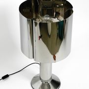 Heavy huge XXL 1970s metal chrome table lamp with metal shade | Heigh 75 cm