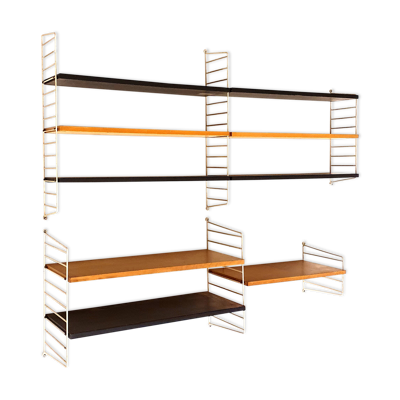 Étagère murale vintage / système mural par Nisse Strinning pour String AB – Suède, fabriqué dans les années 60