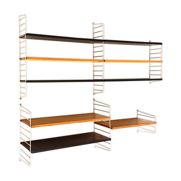 Étagère murale vintage / système mural par Nisse Strinning pour String AB – Suède, fabriqué dans les années 60