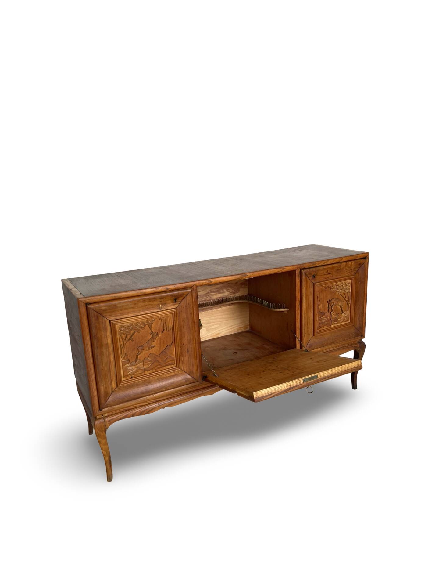 Italian Mid-Century cherrywood veneered and solid wood sideboard.