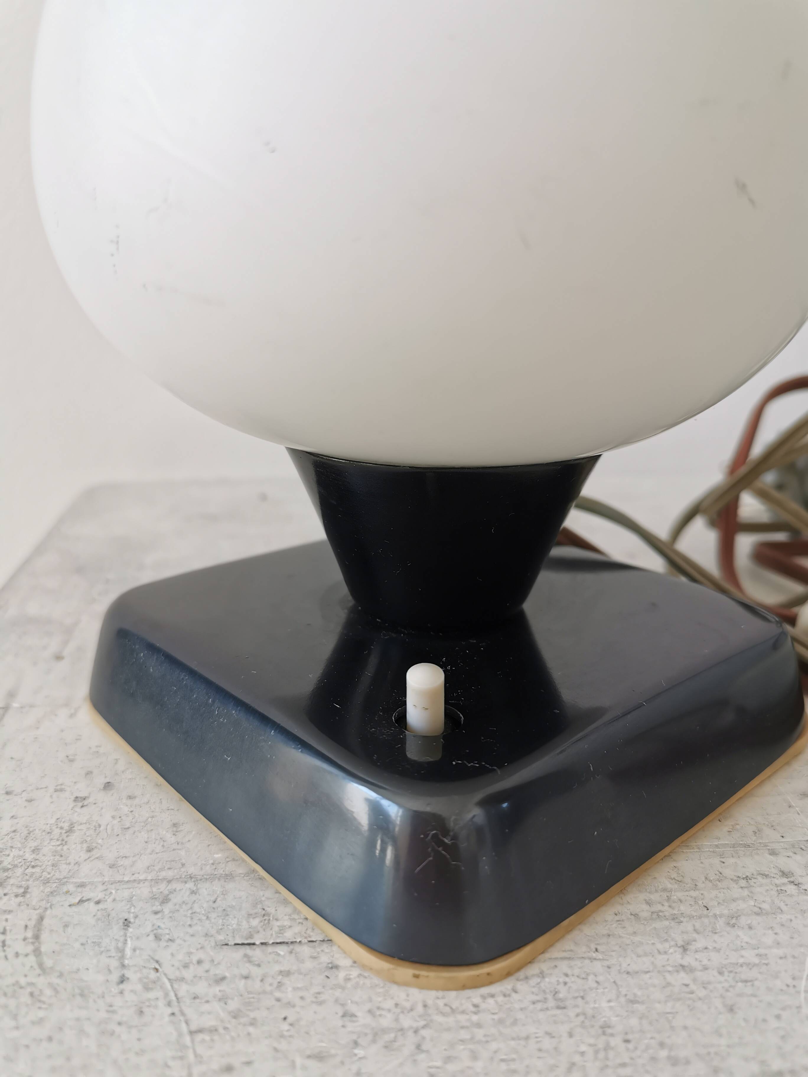 Mid Century Opaline Glass Table Lamp: Retro Bedside Lighting, 1960s Yugosla