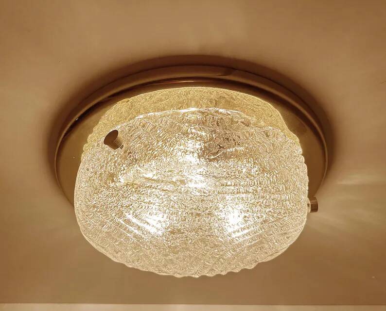Vintage Murano Glass Flush Mount Light, 1970s