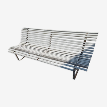 Large bench with wooden and iron slats