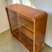 Vintage Art Deco display cabinet in mahogany with a black marble top.