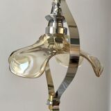 Petal hanging lamp in glass, brass and chrome metal 50