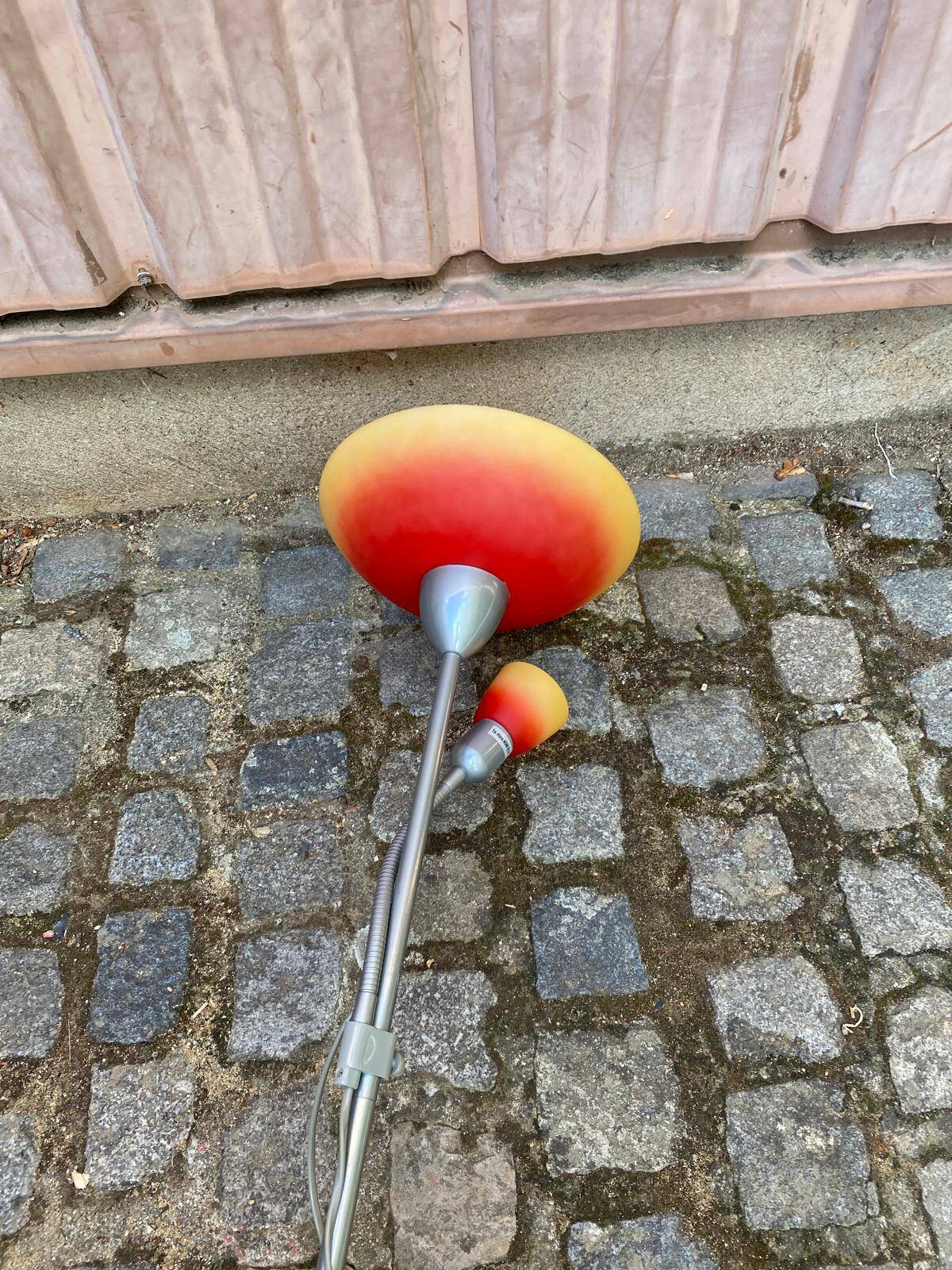 Globo floor reading lamp – Orange/yellow glass lampshades from the 1920s