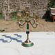 Vintage 5-light candelabrum in brass – Green and white decor