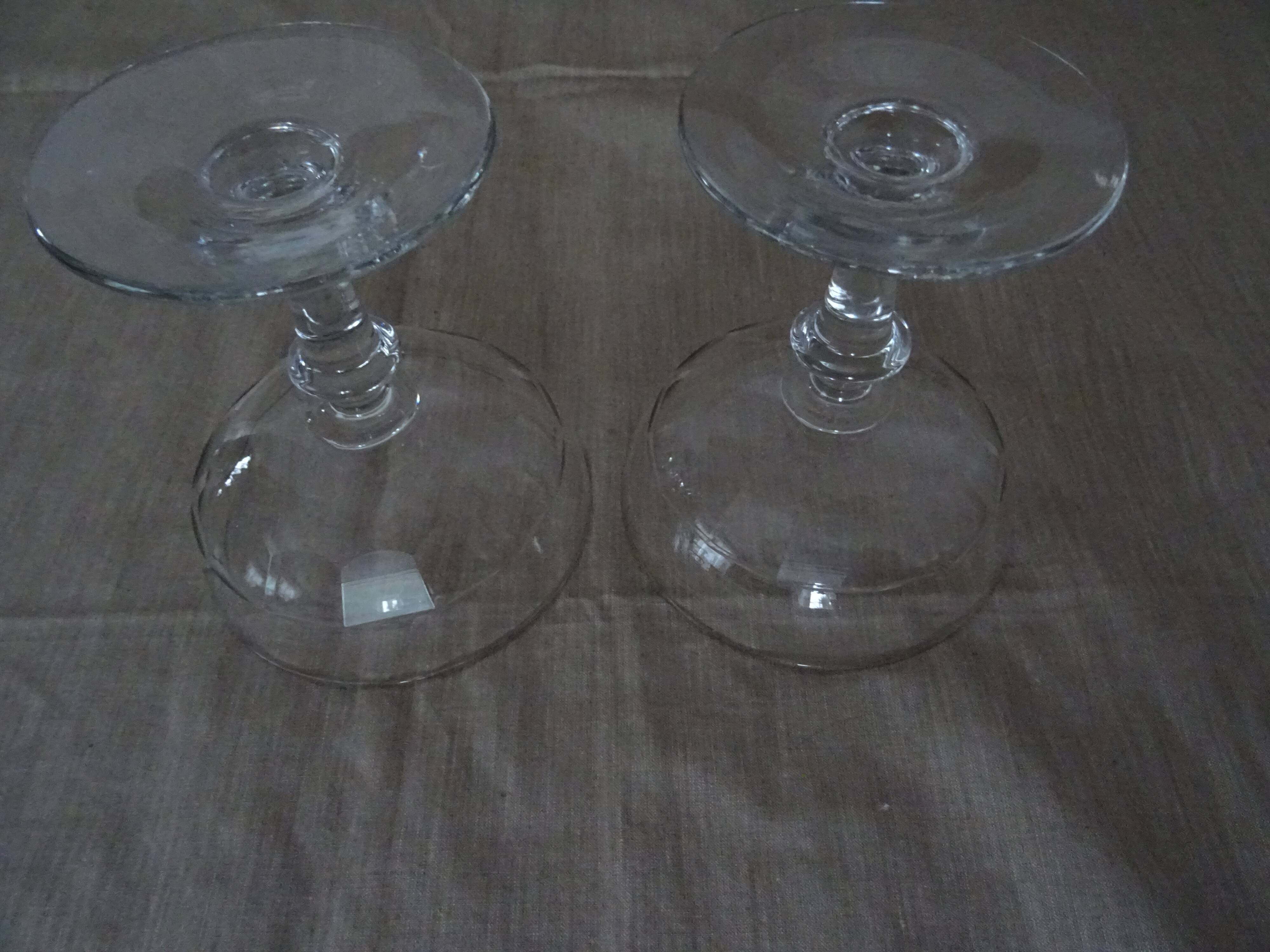 Pair of old champagne glasses crystal faceted louis Philippe