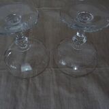 Pair of old champagne glasses crystal faceted louis Philippe