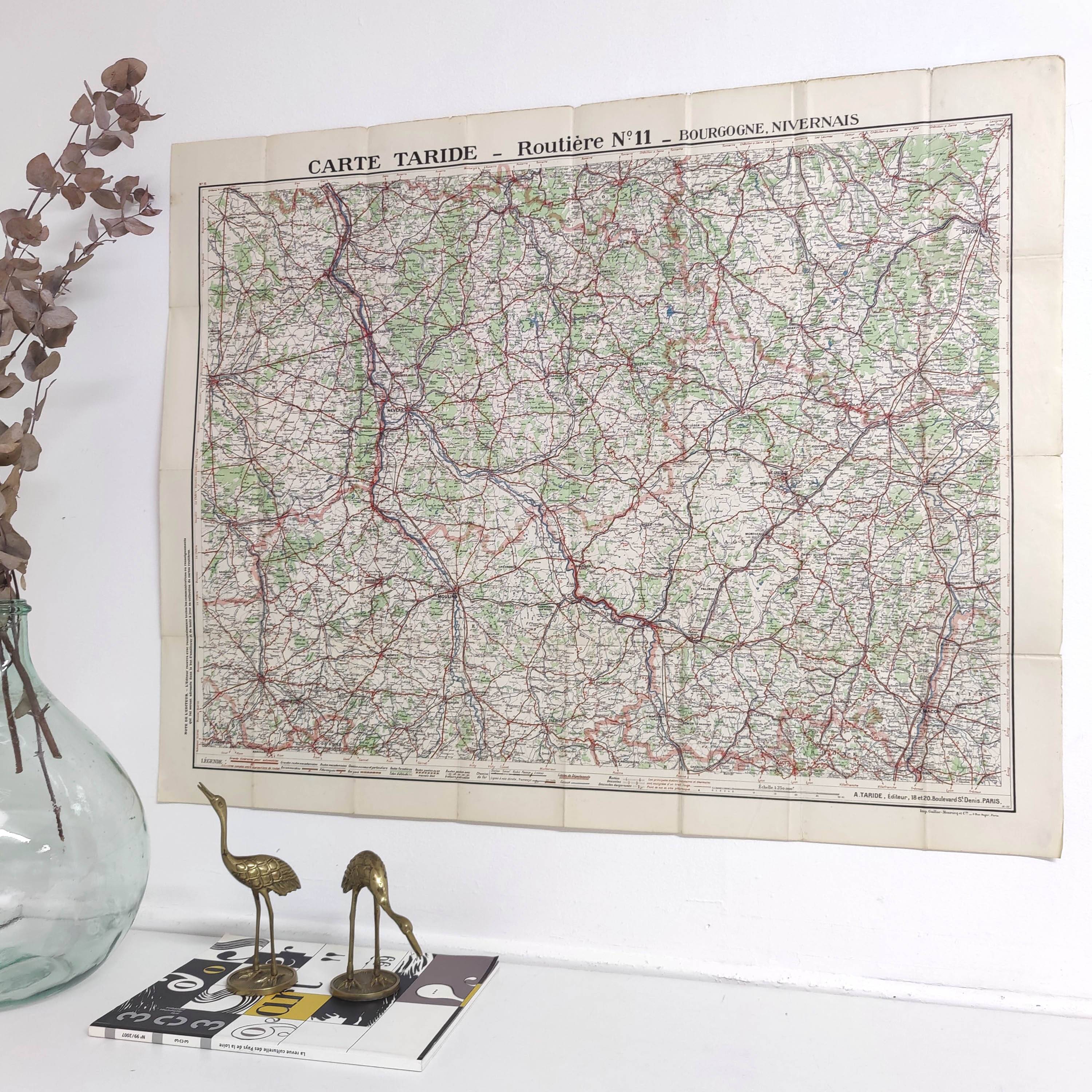 Old map of Burgundy, Taride edition 1920