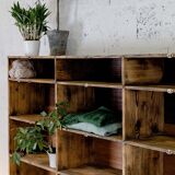 Factory locker cabinet, wood and green