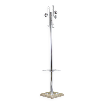 Portemanteau italien en métal chromé et marbre, années 1970