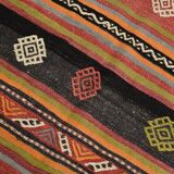 6x12 Long Wide Red Striped Kilim Rug,  190x356Cm