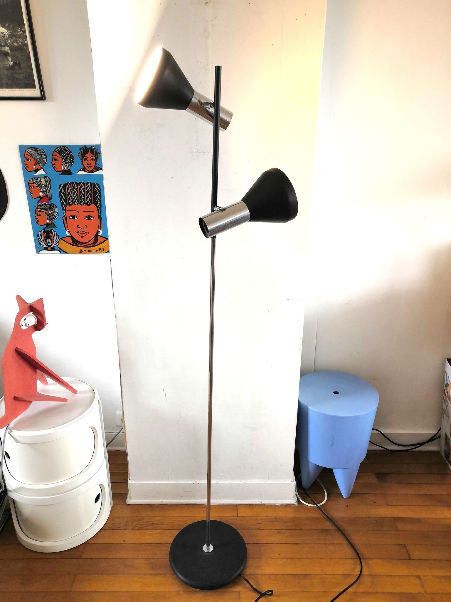 Lampadaire Koch et Lowy pour OMI design années 70