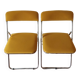 Chaises pliantes vintage en velours et métal chromé