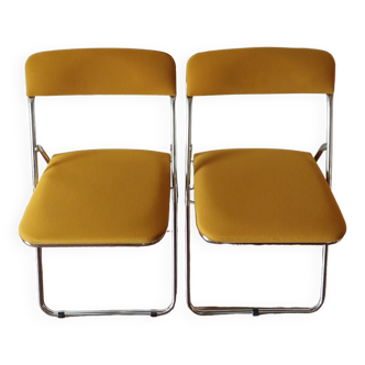 Vintage folding chairs in velvet and chrome metal