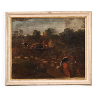 Painting bucolic landscape pastoral scene from the 18th century