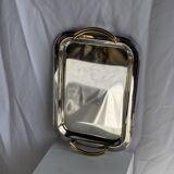 Silver-plated vintage tray with golden handles 29x45