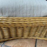 Square pouf or footstool in rattan