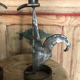 Signed zoomorphic iron candle holders