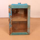 Burmese teak wall display case with original polychrome patina
