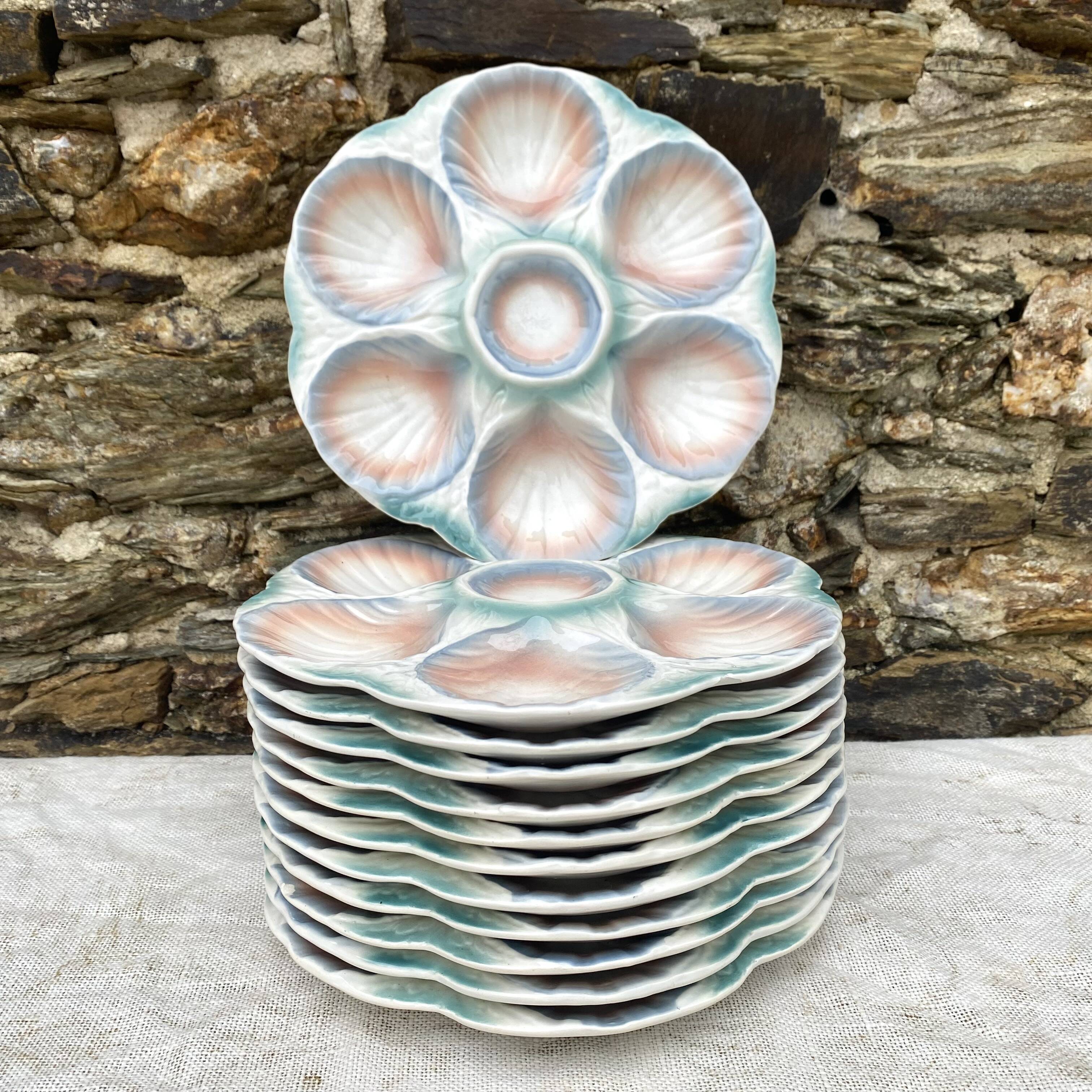 Barbotine oyster plates Digoin