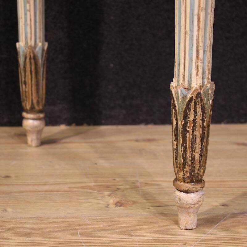 Italian lacquered Louis XVI-style console table with marble top