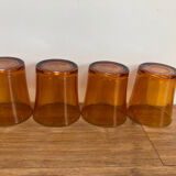 Set of 4 vintage Duralex amber glass water glasses